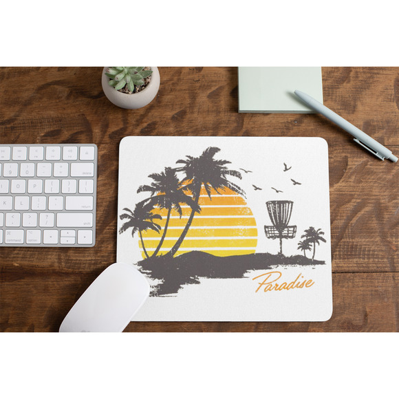 Disc Golf PARADISE Sunset Mouse Pad Golf Basket Gaming Desk Mat Custom Gift - Picture 2 of 2